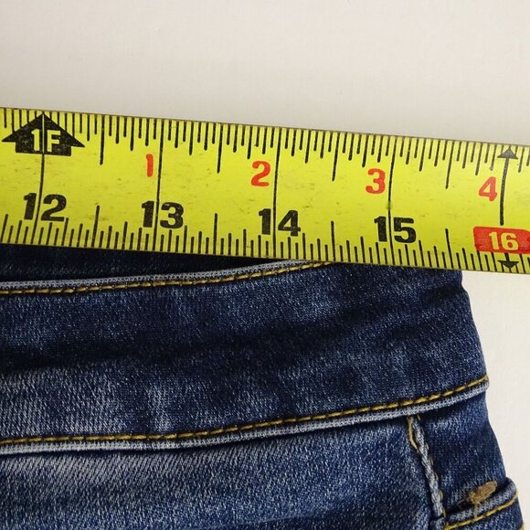 Denim High Waist Button Fly Jean Shorts Women Size L Distressed Rolled Hem - Picture 5 of 9